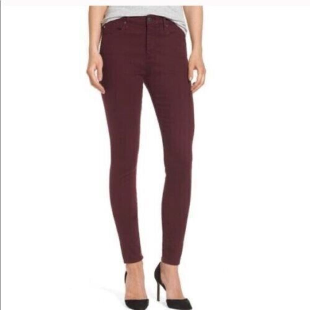AG Adriano Goldschmied Farrah High Rise‎ Skinny Ankle Jean in Burgundy Size 27